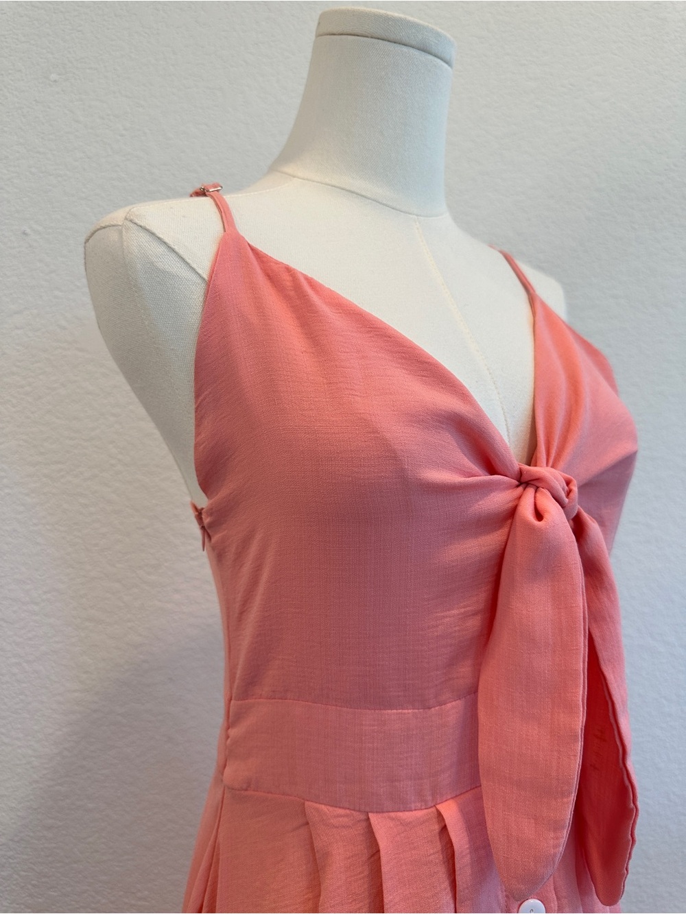 CBR Coral Pink Tie Front Maxi Dress Size Medium | Flowy Summer Dress - Picture 4 of 6